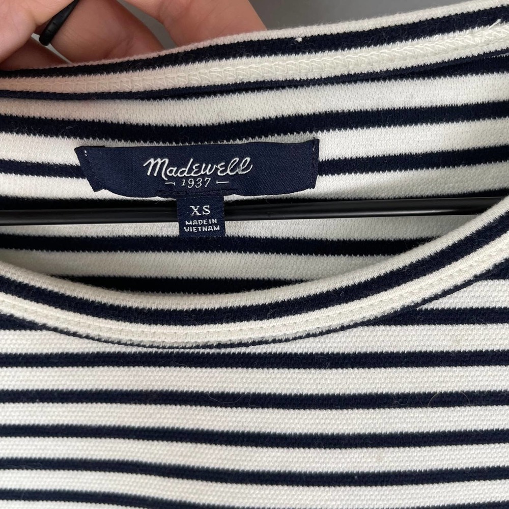 Madewell Women's Dockside T Shirt Dress Nautical Blue Stripe Size XS - Picture 4 of 6